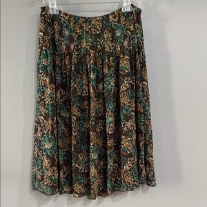 Multicolored Knee-Length A-Line Skirt with Pleats